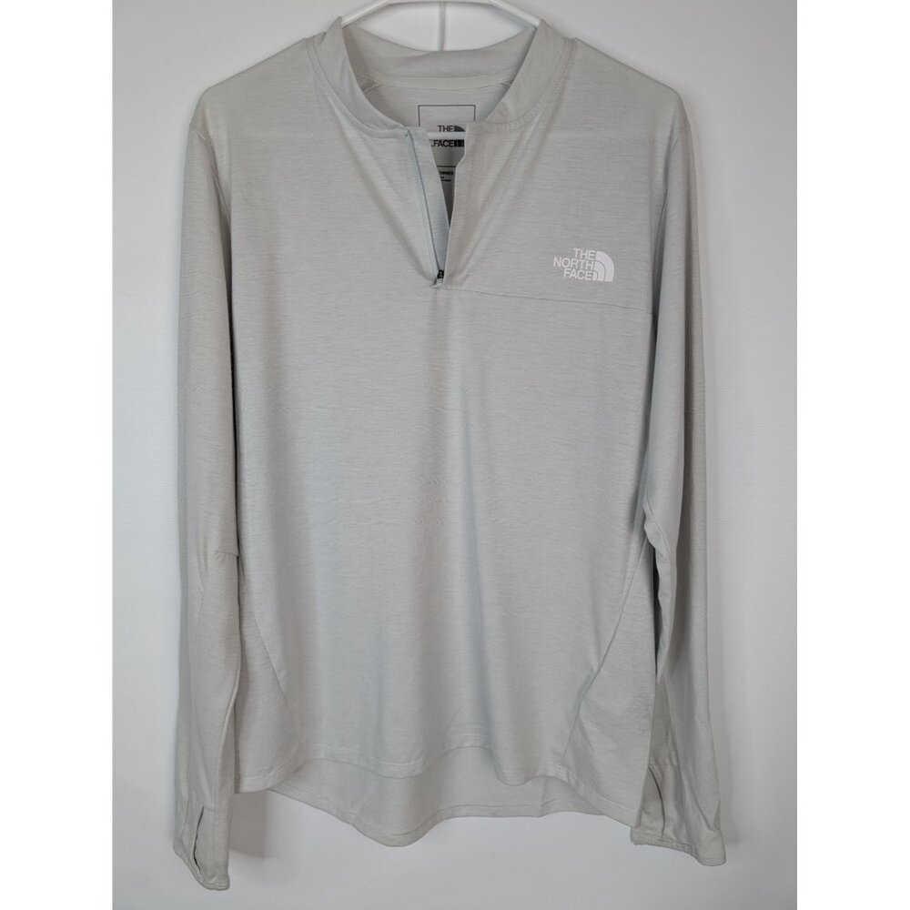 The North Face Mens Long-Sleeve Quarter-Zip Pullover M Gray